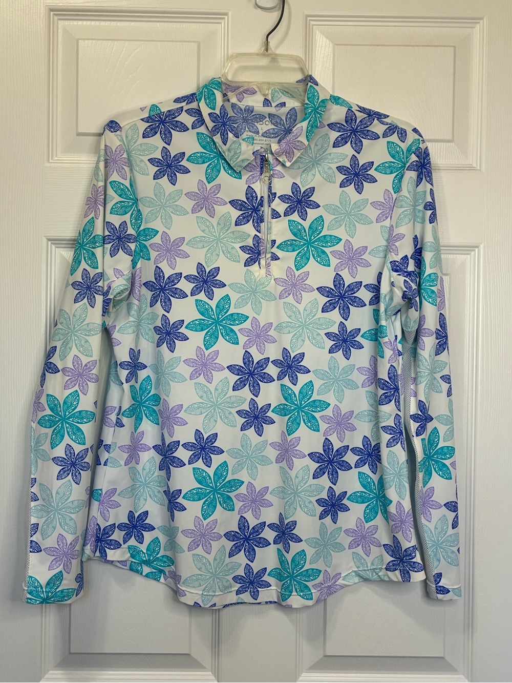 San Soleil Activewear Top Women’s Large 50 UPF Sun Protection Preppy Travel Golf